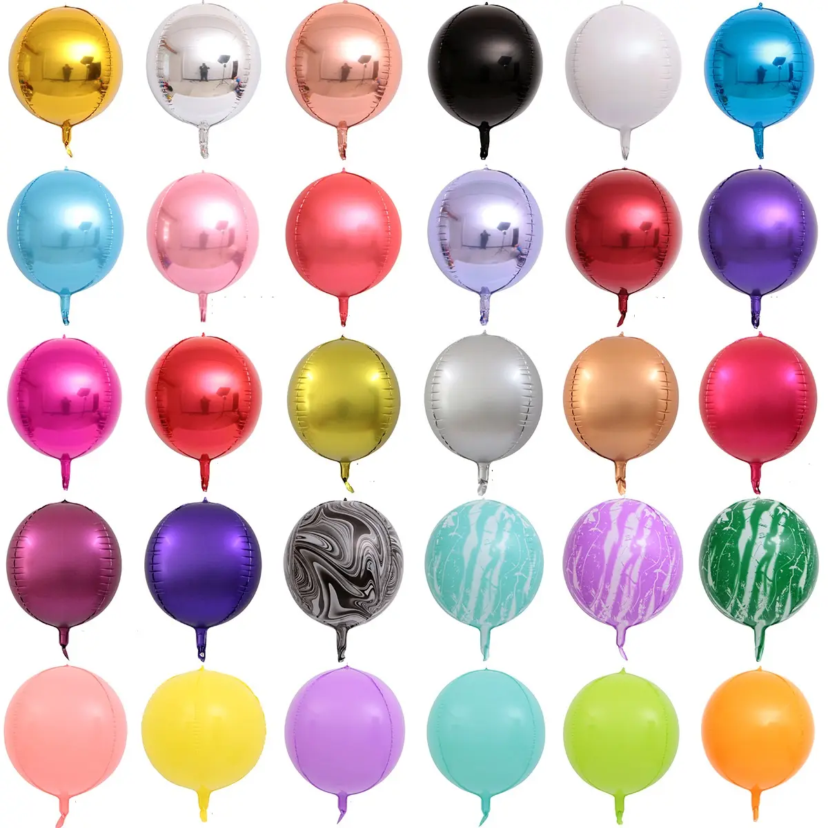 Venta al por mayor 4D esfera globo de 22 pulgadas de Color puro de aluminio círculo redondo globo 4d globo de la hoja para la decoración de fiesta de boda