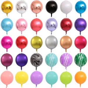 En gros 4D sphère ballon 22 Pouces Couleur Pure cercle rond En Aluminium ballon 4d Ballon pour la Décoration De Mariage