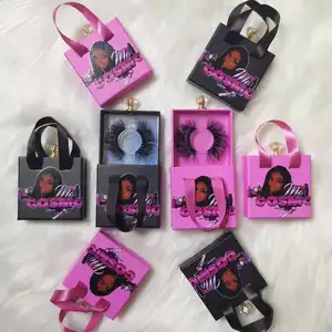 Cute Bag Style Lash Box For Mink Lashes3d Wholesale Mink Eyelash 25mm Vendor Custom Lash Case Eyelashes Mink