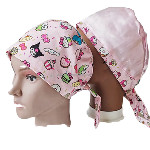 Gorros Quirúrgicos de Algodón Estampados con Dibujos Animados, con Cinta para Atar, Forro de Satén, Accesorios para Enfermeras y Doctores, Unisex - Product Image 1