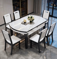 Mobilier de maison de style moderne table de cuisine multifonctionnelle extensible pour dîner et restaurant en marbre avec pieds en métal