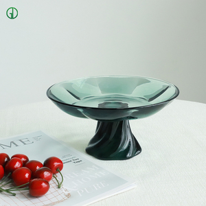 Piatto Personalizzato in Vetro Borosilicato Colorato Vassoi da Portata Piatti da Dessert per Torta Frutta Snack Ciotola in Vetro con Piede Alto per Frutta - Product Image 6