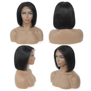 Commercio all'ingrosso 8 pollici taglio <span class=keywords><strong>Bob</strong></span> HD parrucca del merletto 100% capelli umani vergini frontale parrucca indiana pizzo originale capelli umani donne parrucca del merletto naturale - Product Image 2