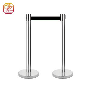 Colonne de <span class=keywords><strong>barrière</strong></span> extensible de 3 mètres en tresse noire, clôture d'isolation, en acier inoxydable, adaptée à une utilisation dans les hôtels. - Product Image 1