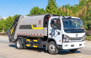 รถบรรทุกขยะอัดแบบมีล้อเลื่อน 4x2 ยี่ห้อจีนตงเฟิง 120 แรงม้า <span class=keywords><strong>6</strong></span> ลูกบาศก์เมตร เครื่องยนต์ดีเซลยูโร <span class=keywords><strong>4</strong></span> พร้อมปั๊ม - Product Image 2