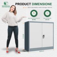 Armario Metálico de Doble Puerta Corredera Corta con Cerradura de Seguridad para Almacenamiento de Archivos y Artículos Diversos en Oficinas