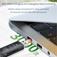Lecteur de carte SD/TF USB2.0 haute vitesse 2 en 1, lecteur de carte multifonctionnel pour transfert de données sur mini-ordinateur
