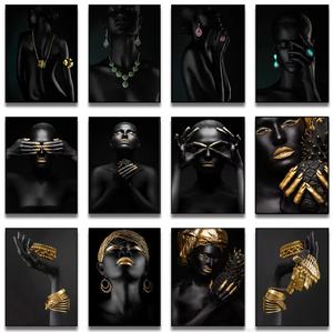 Cuadros Decorativos de Arte Africano de Mujeres Negras en Tríptico, Lienzos para Pared de Sala de Estar, Pósters y Cuadros Impresos al por Mayor - Product Image 6