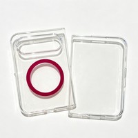 Étui de protection antichoc en PC rigide transparent avec anneau magnétique coloré pour Xiaomi 18 Fold et iPhone Duo, anti-chute