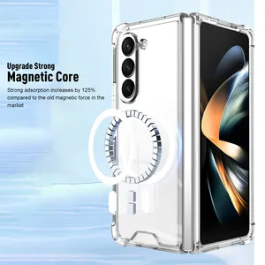 Geili Pour Samsung Galaxy Z Fold 5 Housse magnétique Antichoc Coin Pare-chocs Clair Magnétique Sans Fil Chargement Téléphone Cas