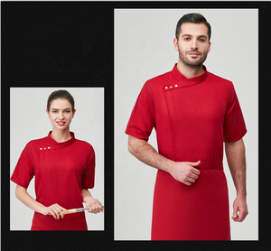 Sunyue all'ingrosso cotone a buon mercato uniforme da cucina a maniche corte da donna cappotti da <span class=keywords><strong>cuoco</strong></span> nero personalizzato <span class=keywords><strong>giacche</strong></span> da cucina cappotto da lavoro bianco - Product Image 2