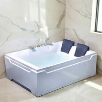Baignoire rectangulaire hydro spa moderne CE à deux places, grande baignoire pour 2 personnes, jets de massage, baignoire à remous avec verre