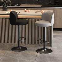 Tabouret de bar moderne réglable avec dossier en coquille, assise rembourrée en cuir, base en chrome, tabouret de comptoir de cuisine pour la maison, le bar ou le restaurant