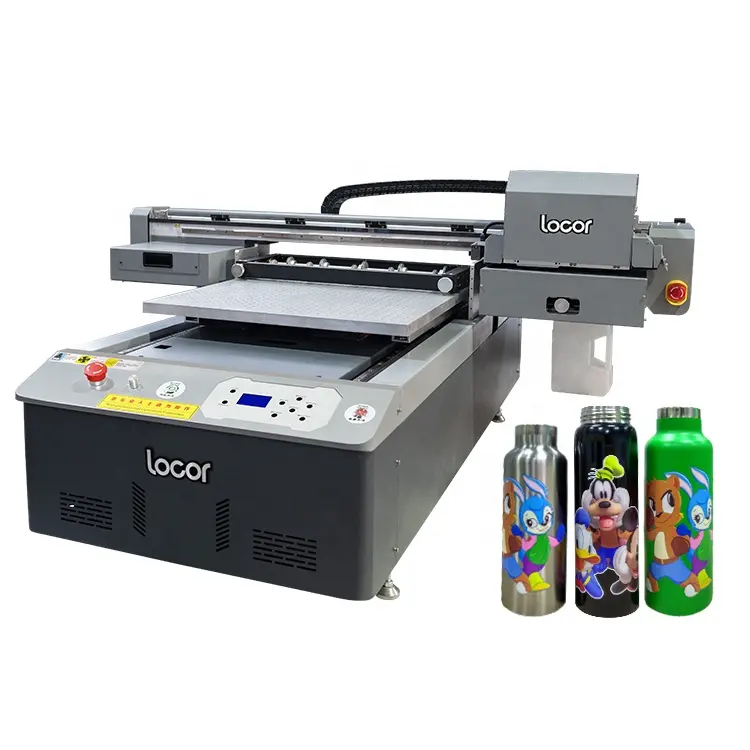 סין ייצור ישיר כדי מתכת אקריליק מכונת דפוס שטוחה דיגיטלי 6090 UV מדפסת עור מדפסת עם מכשיר סיבובי