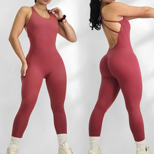 MIQI combinaison de yoga taille haute avec dos croisé personnalisée combinaison de yoga athlétique de fitness extensible pour grande fille - Product Image 2