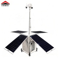 Torre de CCTV Solar Cúbica de 20 pies con Altura Ajustable y Cámaras Opcionales para Seguridad Temporal