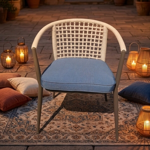 Ensemble de chaises de patio modernes en aluminium meubles de jardin en <span class=keywords><strong>osier</strong></span> et rotin empilables avec matériau métallique - Product Image 2