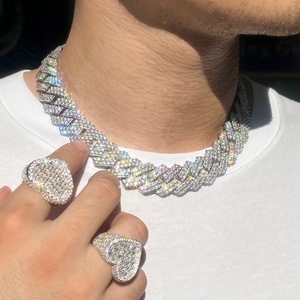 Collar Yu Ying de Gran Tamaño, 20 mm de Ancho, Plata S925, Cadena con Diamantes Moissanite VVS, Estilo Hip Hop para Hombre - Product Image 5