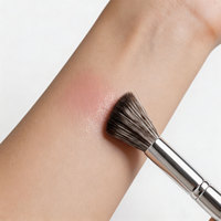 Pinceau de maquillage fin et léger en argent, poils synthétiques doux, pour fard à joues, fard à paupières, fond de teint