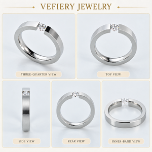 Wholesale Gold Plated <b>Silver</b> Tone Smooth Stainless Steel Zircon Band <b>Ring</b> for Women and <b>Men</b> - Product Image 3