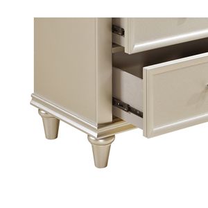 Muebles de dormitorio tradicionales modernos DB, mesita de noche con acabado plateado con frentes de cajón texturizados, perillas pulidas para apartamento en casa - Product Image 6