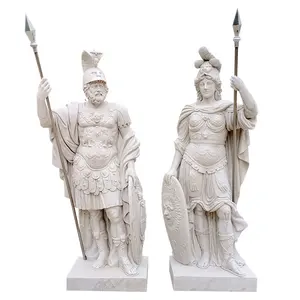 Каменная садовая Декоративная скульптура, резная сильная Мраморная Статуя Римского солдата
