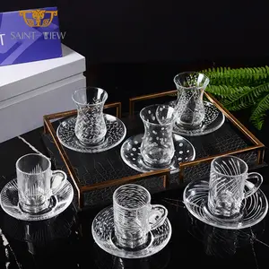 Conjunto de copo de vidro para café espresso, design de março de primavera ramadão kareem turco elegante