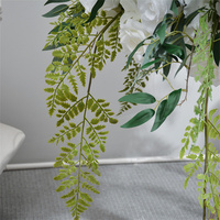 Op maat gemaakte 70CM kunstmatige witte roos en groene bladeren bloembol bruiloft tafeldecoratie centerpiece voor kerstgelegenheden