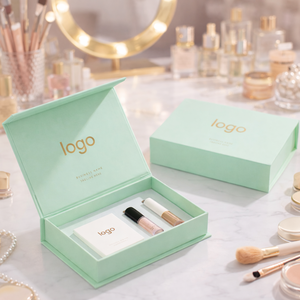 Boîte d'emballage cosmétique personnalisée recyclée, boîte cadeau rigide magnétique pour kit de maquillage de démarrage, estampage à chaud or, impression personnalisée, fabricant - Product Image 5
