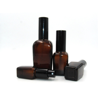 Flacon pulvérisateur carré en verre ambré de 30 ml avec pompe pour huiles essentielles et parfums