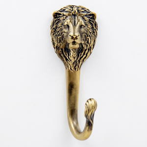 Artisanal Lion Head Wall <b>Hook</b> Antique Bronze Metal Single <b>Hook</b> For Clothing Storage Decorative Animal Design Heavy Duty <b>Hook</b> - Product Image 1