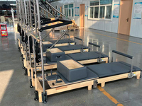Equipo de Pilates Comercial, Cama Reformer de Pilates Plegable de Madera de Roble, Reformers de Pilates con Torre