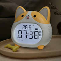 Corgi-Wecker mit zeitgesteuertem Nachtlicht, stufenlose Dimmung, Touch-Steuerung für Kinder