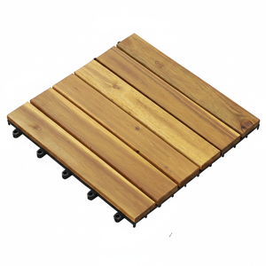 Azulejos de cubierta de teca ACACIA modernos Diseño de enclavamiento de 6 listones para una fácil instalación en interiores/exteriores Cubierta de PVC impermeable suave - Product Image 1
