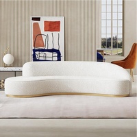 Luxuriöses Modernes Hotel-Wohnzimmermöbel Italienischer Edelstahlrahmen Gold-Weiß Stoff Bouclé Geschwungenes Modulares Ecksofa