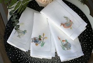 ผ้าเช็ดปากลินินลายเป็ดป่า - ผ้าเช็ดปากโต๊ะอาหาร ผ้าลินินธรรมชาติ 100% คุณภาพพรีเมียม สำหรับงานเลี้ยงอาหารค่ำ งานแต่งงาน โรงแรม ร้านอาหาร และตกแต่งบ้าน - Product Image 2