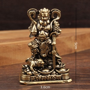 Figurine du dieu de la richesse Zhao Gongming en laiton pur, 2 pièces, ornement de décoration de table pour le nouvel an chinois - Product Image 4