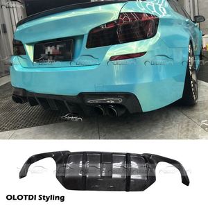 V Style Carbon Fiber <b>Diffuser</b> Rear Lip Bumper Winglet Splitter Fins Spoiler with <b>LED</b> for BMW F10 M5 - Product Image 1