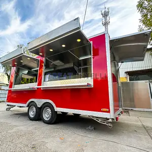 Cina sepenuhnya dilengkapi dapur penjual minuman trailer hot dog foodtruck makanan truk trailer untuk dijual di Jerman dengan fryer