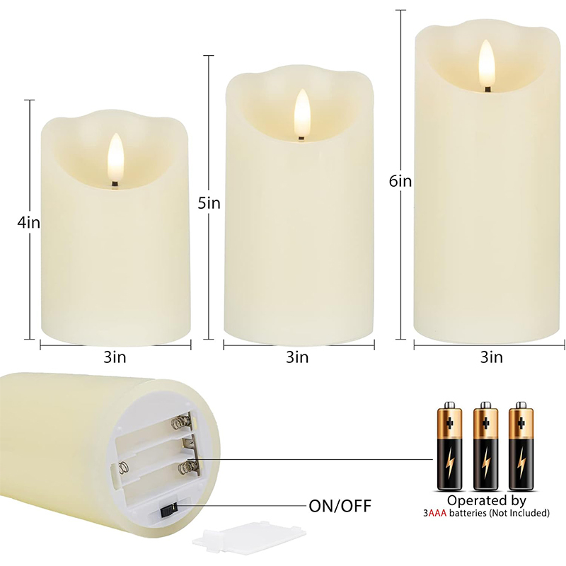 TMIYO 6-Pack Flickering LED Candles With Remote & Timer, Waterproof Battery-Operated Pillar Candles For Cozy Home Decor, Weddings, Parties & Christmas