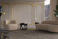 Table d'appoint ronde moderne en fibre de verre finition marbre noir pour tables basses de salon