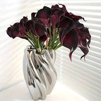 Bouquet de fleurs artificielles Calla Lily faites à la main en gros, mini-bouquet réaliste en PU, respectueux de l'environnement, pour mariage, remise de diplôme, décoration de la maison
