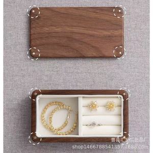 Wooden Jewelry Storage <b>Box</b> Walnut Wood Top And Bottom Lid For Home Use Ring And <b>Earring</b> Organizer - Product Image 1
