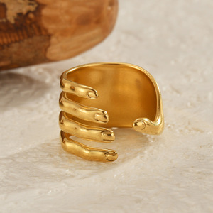 Anelli Aperti Personalizzati a Forma di Dito in Acciaio Inossidabile Placcato Oro 18K per Halloween - Product Image 2