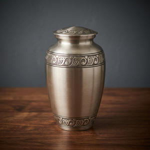 Urn Burial Memorial Urns Handmade Best Grade Aluminum Cremation Urns for Human Ashes Classic Silver Finished - I H C - Product Image 3