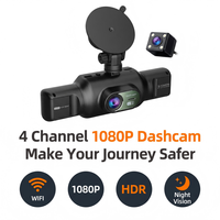 Caméra embarquée WiFi 4 canaux 1080P, vision nocturne avant, intérieure et arrière, enregistreur vidéo de voiture DVR, assistance au stationnement