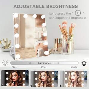Specchio per il Trucco Illuminato a LED con 12 Lampadine, <span class=keywords><strong>3</strong></span> Modalità di Colore, Specchio Cosmetico Rotante 25 <span class=keywords><strong>X</strong></span> 30 cm Bianco - Product Image 4