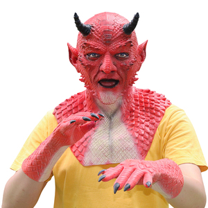Máscara de <span class=keywords><strong>Diablo</strong></span> para <span class=keywords><strong>Halloween</strong></span> y Navidad, Segura, No Tóxica, de Látex, para Toda la Cara, con Guantes, Creativa, Duradera, para Bromas - Product Image 5