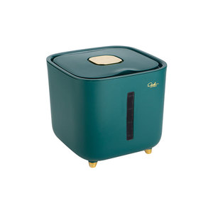 Rice Storage Container Square Sealed Lid Luxury Green Large Capacity Insect Proof Moisture Proof - Product Image 1