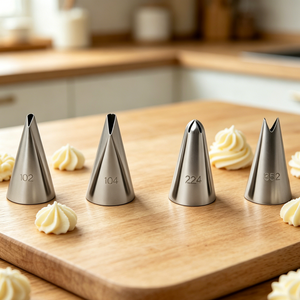 Ensemble de 4 embouts de pâtisserie en acier inoxydable 102, 104, 224, 352 pour décorer les cupcakes, les biscuits, motifs floraux - Product Image 3